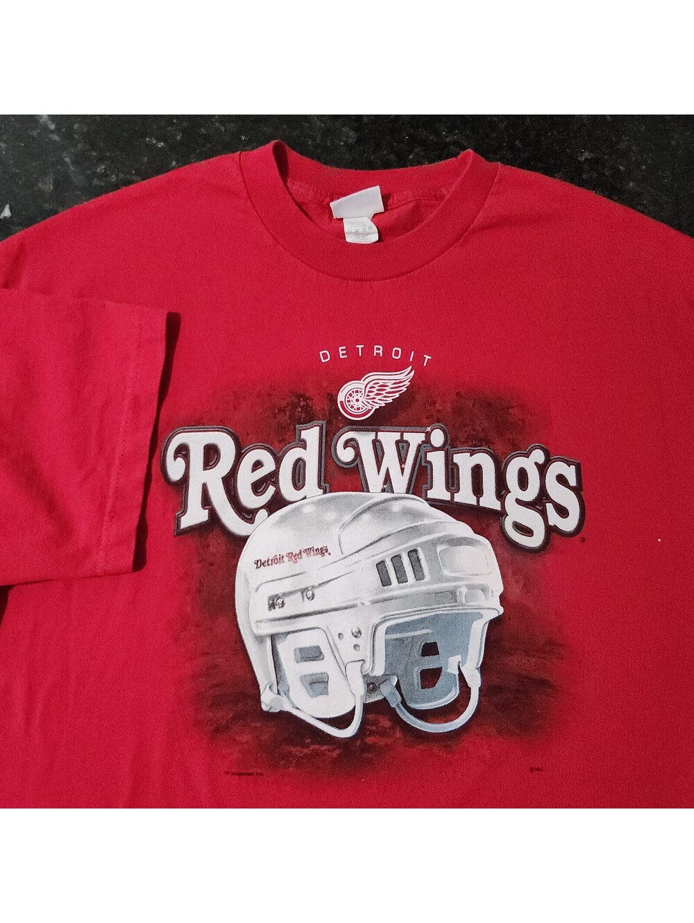 Vintage Detroit Red Wings T Shirt NHL Hockey Helmet Logo Heavyweight Mens XL